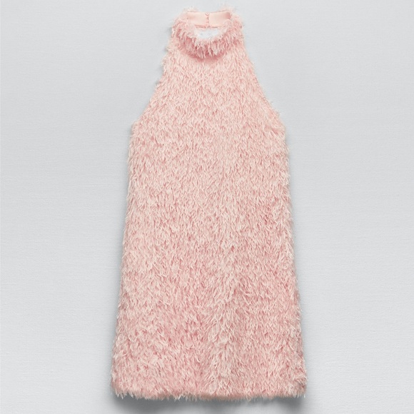 Zara FEATHERY KNIT HALTER DRESS - Picture 6 of 16